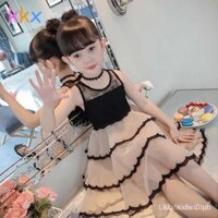 Đầm Công Chúa Sát Nách Phối Ren Thời Trang Cho Bé Gái 5-12 Tuổi