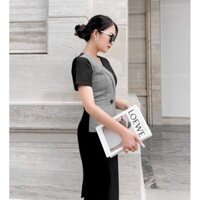 Đầm công sở, cổ vest phối dạ siêu sang.