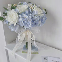 [Đám cưới cầm hoa] Cô dâu mới bó hoa cẩm tú cầu xanh và trắng nhân tạo/đám cưới lễ cưới tổ chức đám cưới