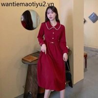 Đầm Cưới Cổ Búp Bê Hở Lưng Kiểu Retro Pháp Thời Trang Xuân Thu Cho Nữ