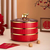 Đám cưới Tết Nguyên Đán Khay Kẹo Hạt Trái Cây Khô Khay Nhiều Lớp Phòng Khách Bàn Cà Phê Hạt Hướng Dương Khay Ăn Nhẹ Lưu Trữ Khay Đựng Trái Cây Xoay 25.1.2 OK5U
