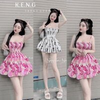 Đầm Cúp Ngực 2 Dây Dáng Ngắn In Hoạt Tiết - Phong Cách Dễ Thương, Thu Hút Mọi Ánh Nhìn