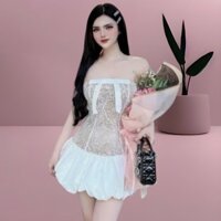Đầm Cúp Ngực Bí Ren Nơ Kèm Quần Rời Siêu Hot (Hoả Tốc) CC060