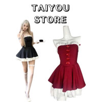 Đầm Cúp Ngực Chân Váy Xòe Tôn Dáng Taiyou Store, Thiết Kế Váy Xếp Tầng Phối Nơ Viền Trắng ĐI Tiệc Đi Chơi Sang Chảnh