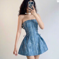 Đầm cúp ngực dáng xoè phối dây đan chiết eo màu loang cực chất cho nữ đầm dự tiệc sang chảnh cực xinh phong cách sexy