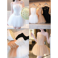 Đầm cúp ngực ren phối lưới bi tùng xoè công chúa siêu xinh