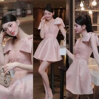 Đầm cúp nơ hai màu xoè công chúa