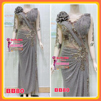 Đầm dạ hội cao cấp kim sa xám đuôi cá SIZE 2XL mã BB80 Quý phu nhân fashion
