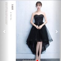 Đầm dạ hội đuôi cá xoè cúp ngực ren màu đen