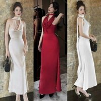 Đầm dạ hội maxi cổ đổ nơ choàng vai tặng hoa tai HÀNG ĐẸP GIÁ TỐT