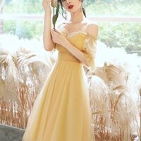 Đầm dạ hội nhỏ Tính khí Váy phù dâu màu vàng Đầm người lớn