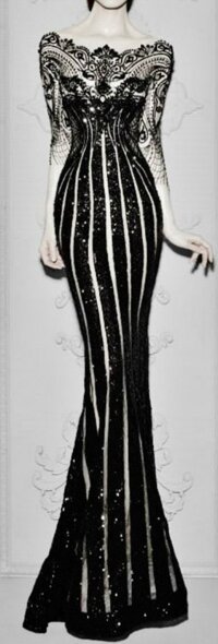 Đầm dạ hội ôm body sọc dọc DH-006