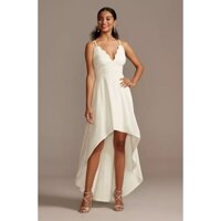 Đầm dạ hội trắng dáng dài highlow VNXK đầm maxi 2 dây tà lệch cao thấp xuất khẩu dư xịn