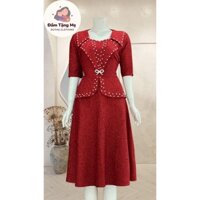 Đầm dạ hội trung niên chất liệu nhũ ánh kim co giãn cực tốt. cho mẹ dự tiệc sang trọng bigsize 75KG M453