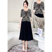 Đầm dạ hội trung niên chất liệu nhũ co giãn cực tốt. cho mẹ dự tiệc sang trọng bigsize M509