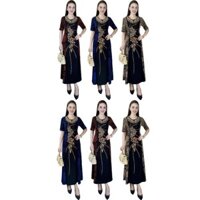 Đầm dạ hội trung niên đi tiệc thun kim sa phối đen gọn dáng kết đá đẹp size lớn 75kg, Đầm dạ hội đi tiệc cho mẹ bigsize