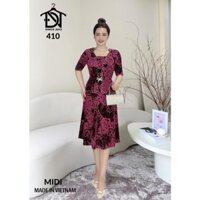 Đầm dạ hội trung niên dự tiệc sang trọng vải kim tuyến nhũ kim sa tặng mẹ co giãn bigsize 80kg DN07