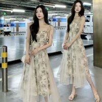 Đầm dài lưới kiểu Pháp tuyệt đẹp, đầm hoa cao cấp mùa hè, đầm đi biển cho kỳ nghỉ