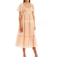 Đầm dài maxi màu cam tay phồng thời trang nữ B.L.U P.E.P.E.R