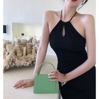 Đầm Dài Ôm Body Gợi Cảm Xẻ Tà Màu Đen Theo Phong Cách Pháp