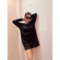 Đầm dài tay đen suông form rộng  vnxk