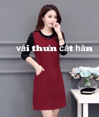 Đầm dài tay phối màu [bonus]