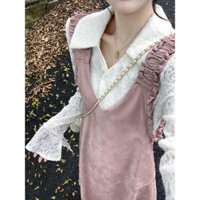 Đầm dài thời trang nữ cỡ lớn phong cách Hàn Quốc, áo ren + đầm tank, bộ hai mảnh