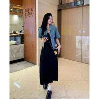 Đầm đầm body 2 dây kèm áo khoác jean thiết kế trẻ trung, xinh xắn