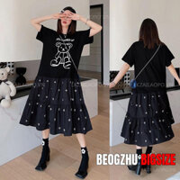 Đầm Dáng Dài BEOGZHU Bigsize BEOGZHU Bigsize Đầm Đầm Suông Tay Ngắn Cổ Tròn Màu Đen Kiểu Hàn Quốc Mùa Xuân Váy Thời Trang Đẹp Cho Nữ