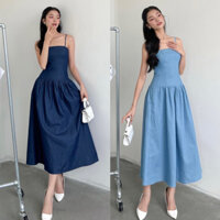 Đầm dáng dài maxi 2 dây denim
