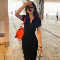 ĐẦM DÁNG DÀI ÔM BODY CỔ V KHOÉT NGỰC