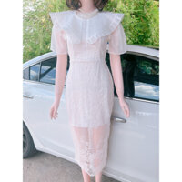 đầm dáng ôm body thêu ren hoa nổi 3d cổ bèo hotgirl cao cấp công sở đi tiệc Size SM Giá 290k Hàng có sẵn giao ngay