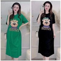 Đầm dáng suông-Váy suông cotton chú chó "OUTSIDER" dáng dài 3 màu