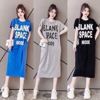 Đầm Dạo Phố Cotton Dáng Suông Form Dài Cách Điệu, Váy Dạo Phố Dáng Rộng Xì Tin Phong Cách Khỏe Khoắn