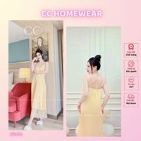 Đầm dây dáng dài C10 hàng hiệu CC HOMEWEAR lụa 2 dây maxi phối ren