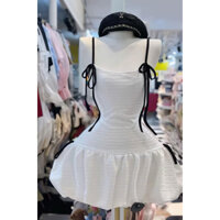 Đầm dây phối màu chất thun có quần trong nữ Voan Dess chấm bi