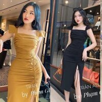 Đầm  dây  rút nhún  ngực