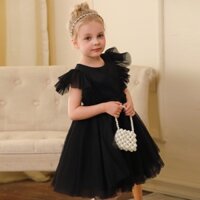 Đầm Đen Cho Bé Gái Trẻ Em Trang Phục Công Chúa Ren Lưới Váy Kid Đảng Sinh Nhật