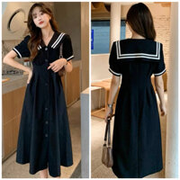 Đầm đen cổ thuỷ thủ form dài (kèm hình thật)