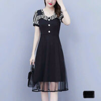 Đầm Đen Dự Tiệc Phối Lưới Sang Trọng