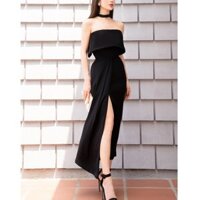 Đầm đen ôm body đi tiệc sang trọng, thiết kế cúp ngực, xẻ tà - Tặng kèm vòng chocker