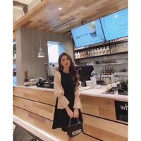Đầm đen phối tay dài ánh kim