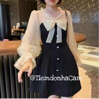 Đầm đen phối voan kim tuyến