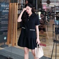 Đầm Đen Suông Viền Tua Rua Siêu Xinh