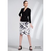 Đầm đen trắng phối họa tiết peplum