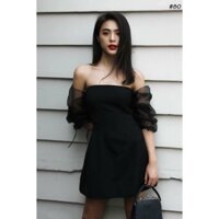 ĐẦM ĐEN TRỄ VAI DỰ TIỆC BODY PHỐI TAY LƯỚI