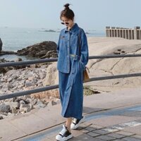 Đầm Denim Cao Cấp Thiết Kế Mới Thời Trang Mùa Xuân Thu Theo Phong Cách Hồng Kông 2022 HC H4477