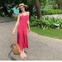 Đầm Đi Biển Cổ Yếm Họa Tiết Hoa Nhí Lưng Hở Gợi Cảm Kiểu Hàn Quốc Coolline