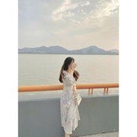 *Đầm đi biển đi chơi hè thời trang nữ hai dây tiểu thư chất  voan cổ V tay dài dáng váy ôm body dài maxi tôn dáng