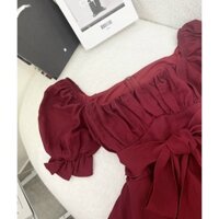 ĐẦM ĐỎ ĐÔ NHÚN NGỰC DÂY CỘT EO